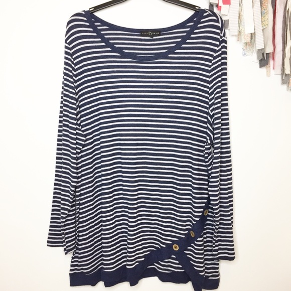 Fred David Tops - NEW striped knit tunic navy blue white 3X Fred David Tops - NEW striped knit tunic navy blue white 3X